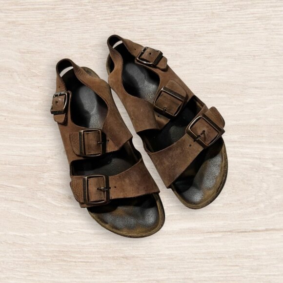 Birkenstock Shoes - Birkenstock Milano Brown Suede Sandals Women’s 7 / EU 38